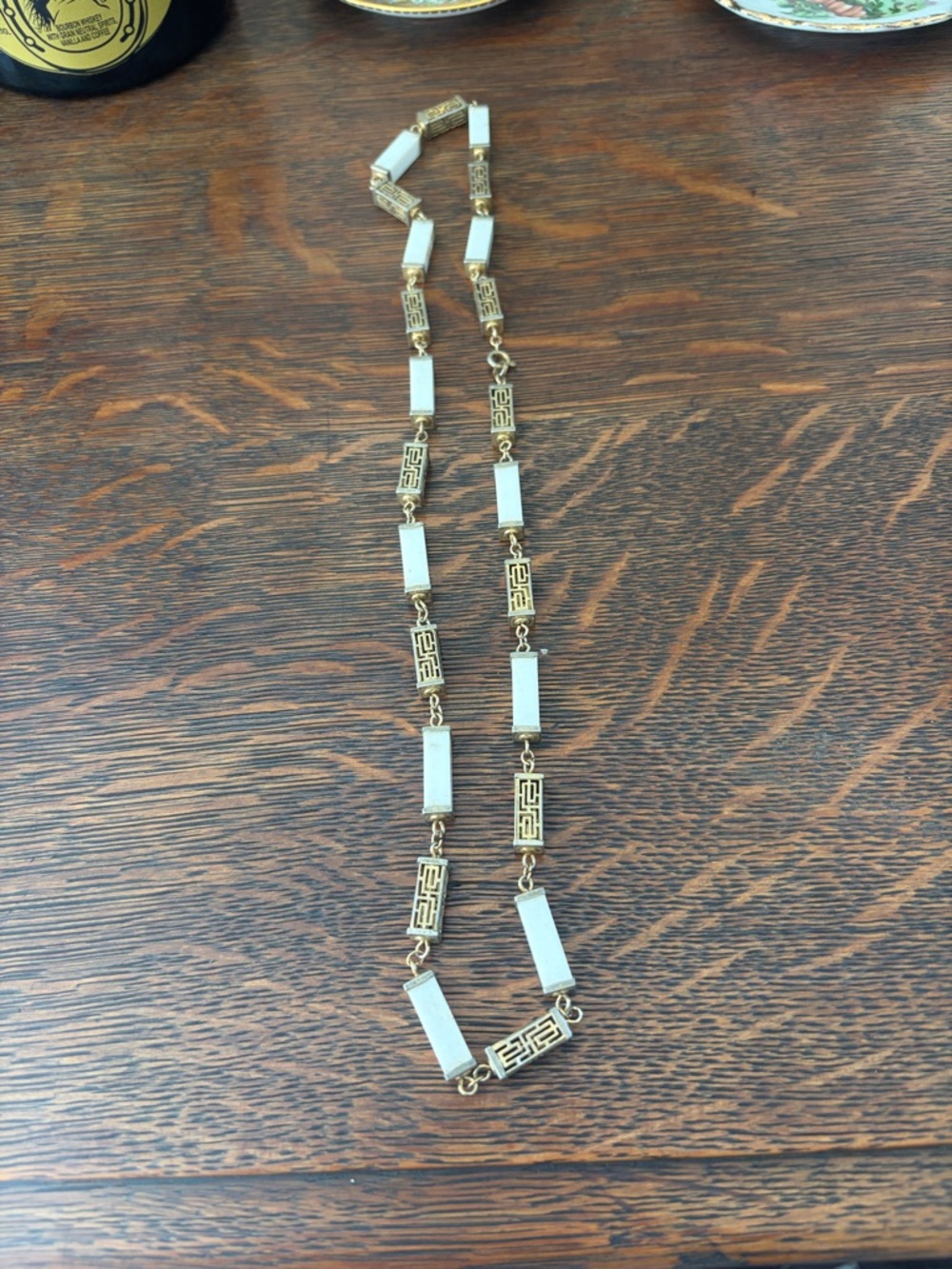 Gold and White Link Necklace - Elegant Women’s Jewelry